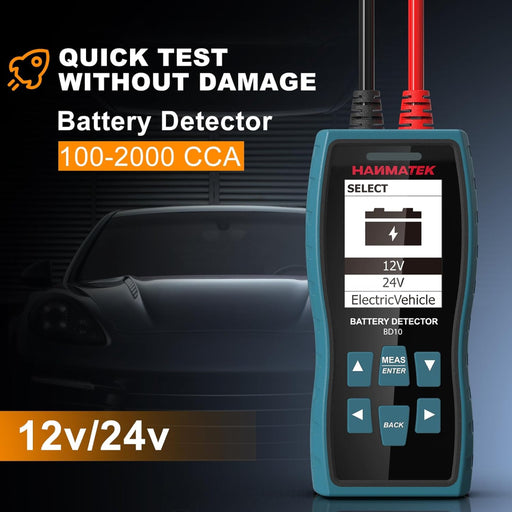 HANMATEK car battery tester for quick damage-free testing, 100-2000 CCA, suitable for 12V and 24V vehicles