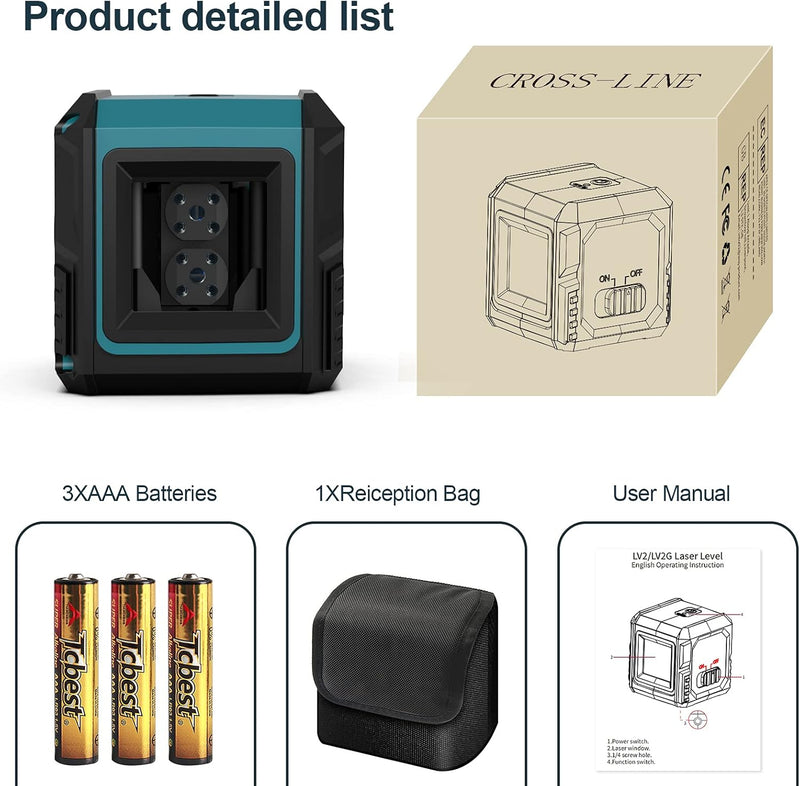 HANMATEK self leveling laser level with cross line functionality and included batteries and carrying case
