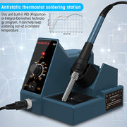 HANMATEK digital soldering station with PID technology for precise temperature control and antistatic design