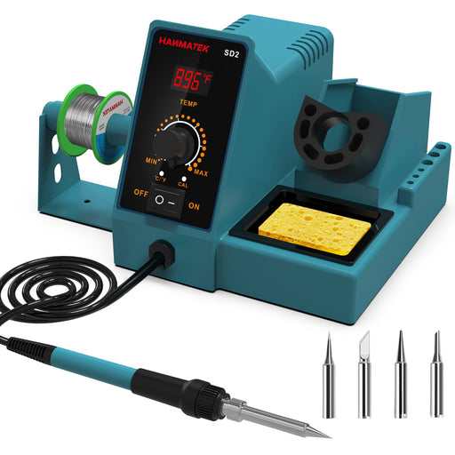 HANMATEK® digital soldering station with adjustable temperature control and multiple soldering tips