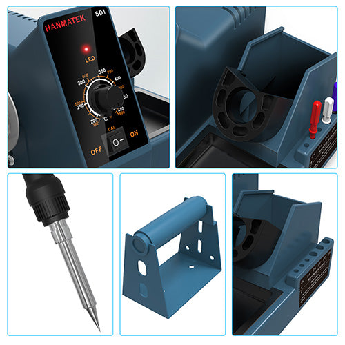 HANMATEK digital soldering station with adjustable temperature and accessories for precise soldering tasks