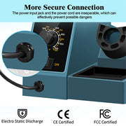 HANMATEK digital soldering station featuring secure connection to prevent dangers
