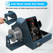 HANMATEK® digital soldering station with side mount solder roll holder for easy installation and removal