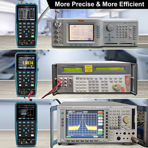 HANMATEK® handheld oscilloscope displayed with various electronic testing instruments for versatile measurement