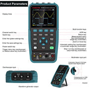 HANMATEK® handheld oscilloscope with multiple features and display area for waveform analysis