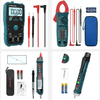 HANMATEK® electrical testing tools collection featuring digital multimeters, clamp meters, and voltage testers