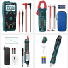 HANMATEK® electrical testing tools collection featuring digital multimeters, clamp meters, and voltage testers