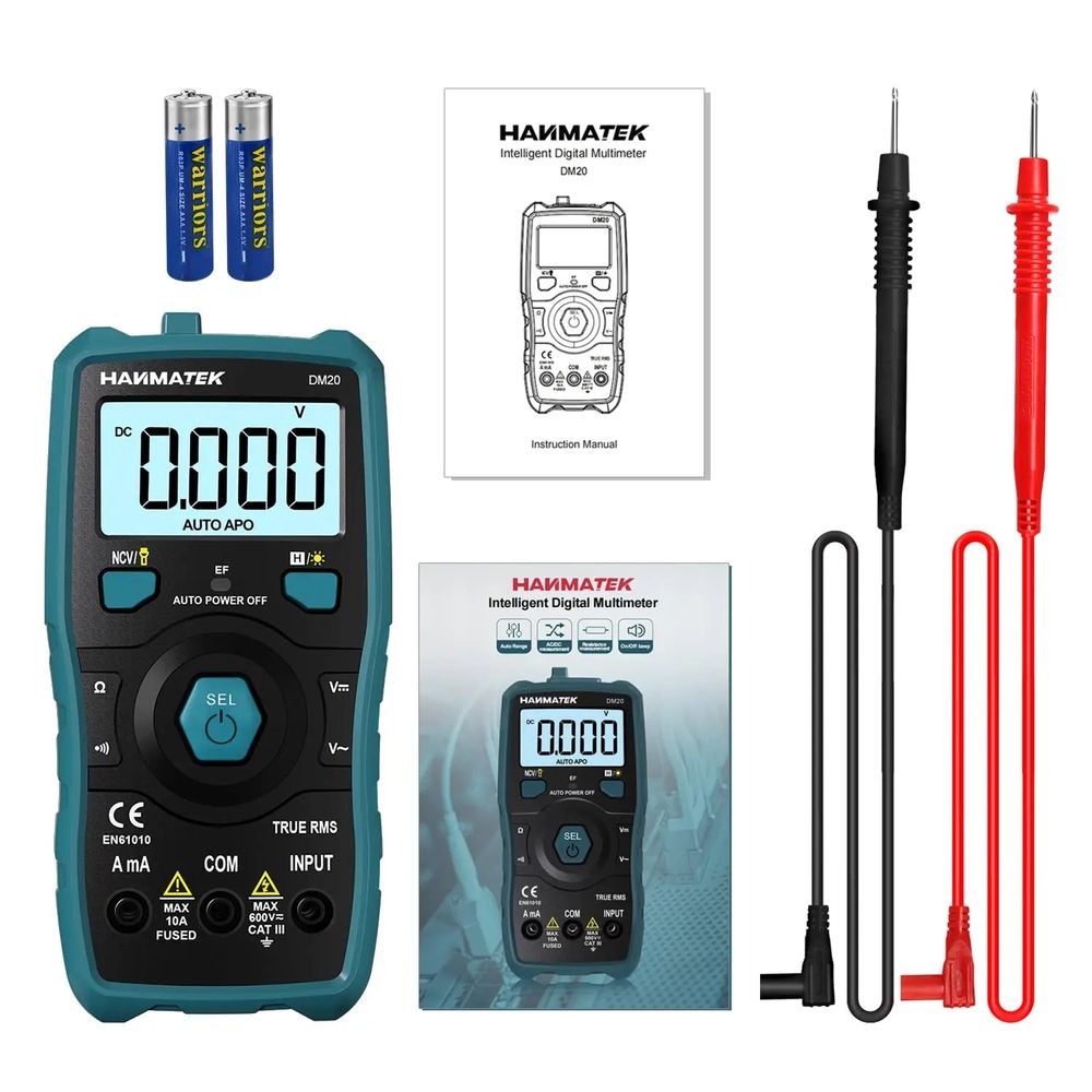 Compact digital multimeter from Hanmatek designed for accurate voltage and current measurements with a clear display