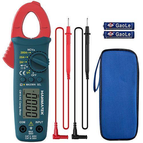 HANMATEK® CM10 digital clamp meter multimeter for accurate electrical diagnostics and troubleshooting with accessories
