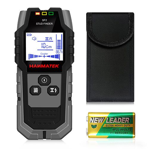 HANMATEK SF2 digital stud finder with display, battery, and carrying case for home improvement use