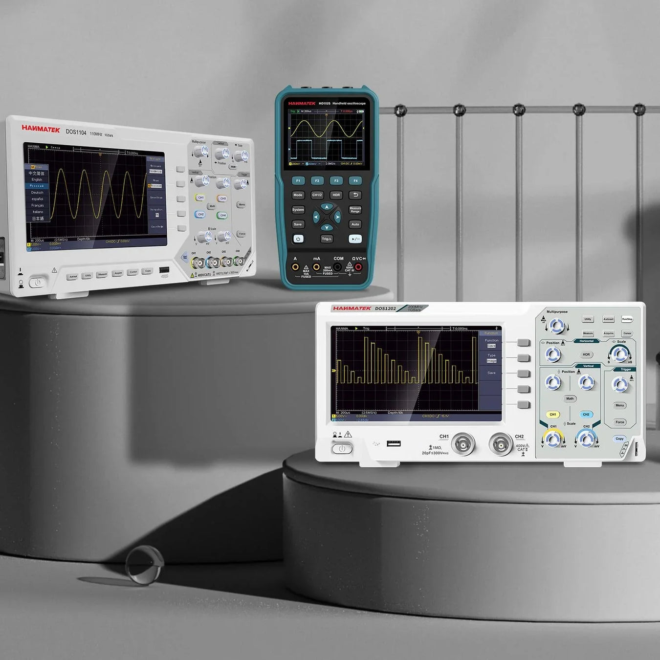 High-performance digital oscilloscopes for sale from HANMATEK® showcasing portable and advanced features