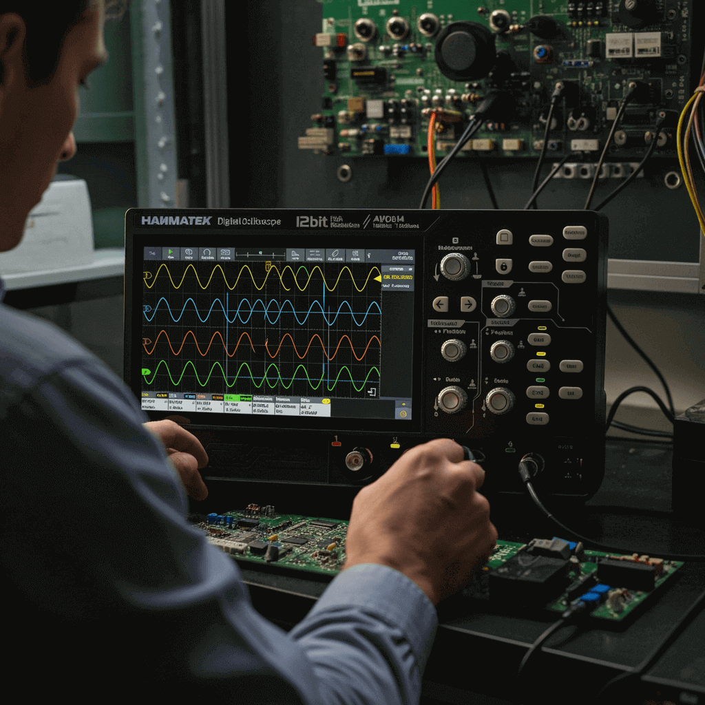 New Arrival Hanmatek Tools - Digital Oscilloscope model AHO814 with accessories and interface features.