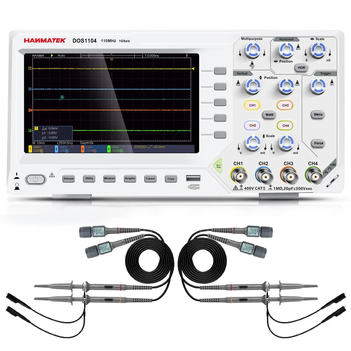 New arrival test and measurement tools including a handheld oscilloscope with probes for precise measurements