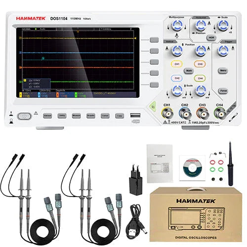HANMATEK® DOS1104 digital oscilloscope for accurate measurement with advanced features and clear display