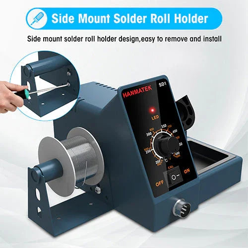 Solder wire dispenser machine with adjustable temperature and digital display for precision in electronics repair