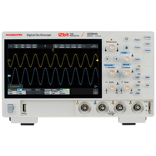 HANMATEK ADS824A 200MHz 4CH 12-Bit High-Resolution Digital Oscilloscope