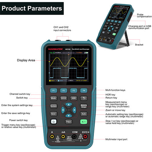 HANMATEK® HO102 Handheld Oscilloscope - Hanmatek