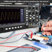 HANMATEK oscilloscope connected with test probes