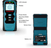 HANMATEK SF4 Wall Scanner display and buttons, showcasing LED indicator and sensor area for easy use.