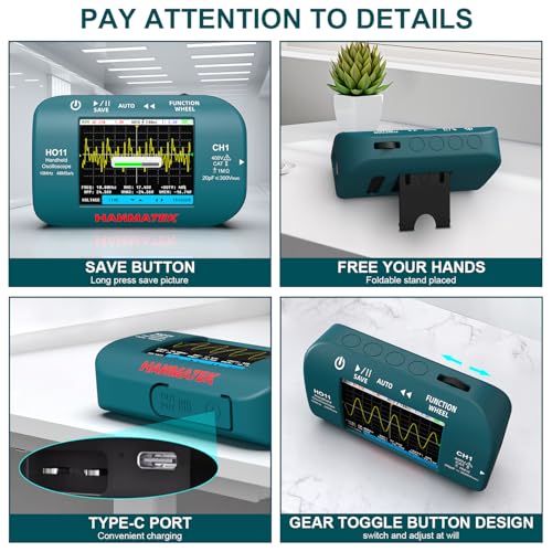 HANMATEK HO11 Handheld Digital Oscilloscope - 10MHz Bandwidth, 48MSa/s High-Precision Sampling, 2.8" TFT Display, USB Rechargeable, Advanced Trigger System, Portable for Fieldwork HANMATEKTOOLS