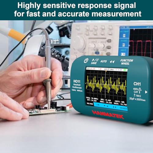 HANMATEK HO11 Handheld Digital Oscilloscope - 10MHz Bandwidth, 48MSa/s High-Precision Sampling, 2.8" TFT Display, USB Rechargeable, Advanced Trigger System, Portable for Fieldwork HANMATEKTOOLS