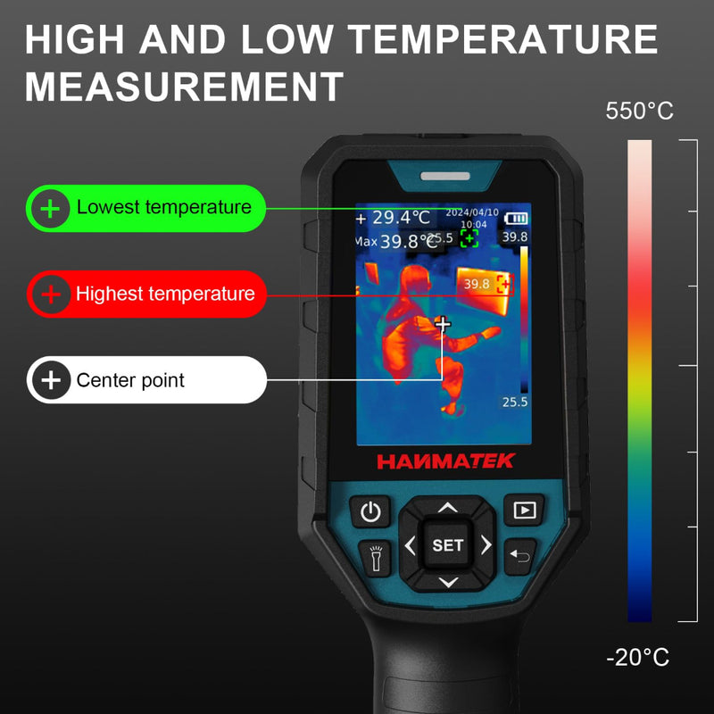 HANMATEK Thermal Camera with Resolution of 256 x 192 Pixels Ti260 Imaging Tool for Temperature Anomalies, Temperature Range -4℉ to +752 ℉,Rechargeable Li-ion Battery