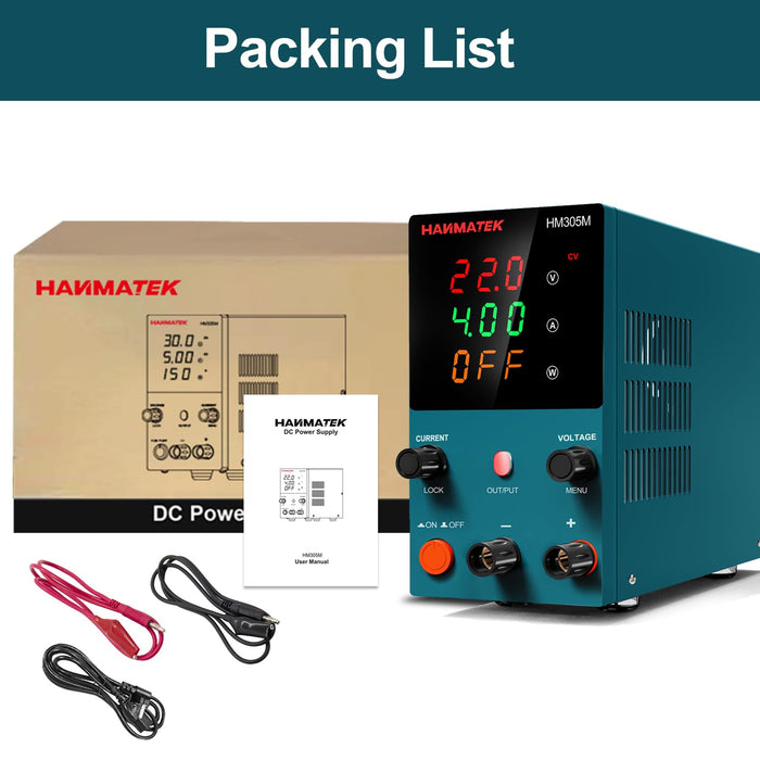HANMATEK DC Power Supply (0-30 V 0-5 A) HM305M Mini Variable Switching Digital Bench Power Supply