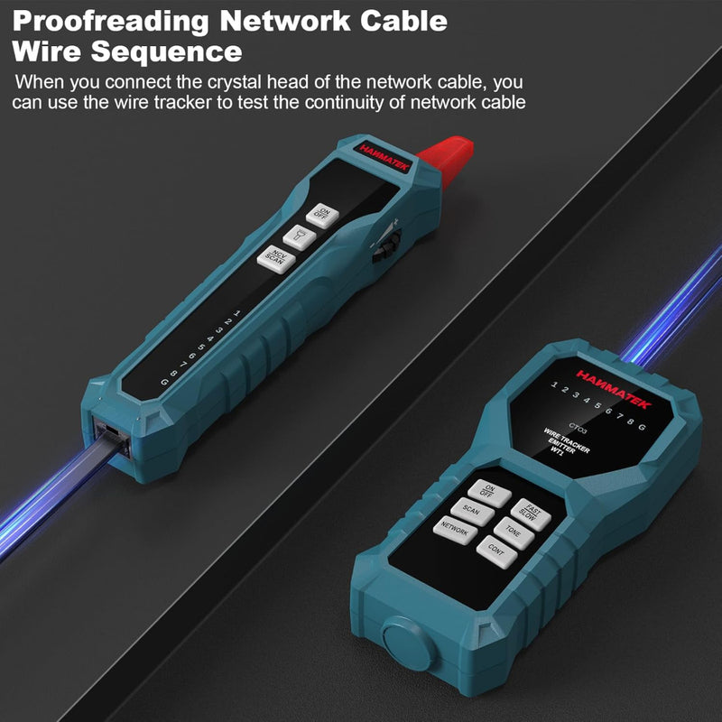 HANMATEK Network Cable Tester, RJ45 RJ11 Wire Tester WT1 Multifunction Ethernet Cable Tester with Earphone, Telephone Line Finder Circuit Breaker Finder