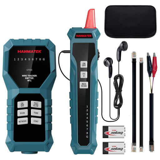 HANMATEK Network Cable Tester, RJ45 RJ11 Wire Tester WT1 Multifunction Ethernet Cable Tester with Earphone, Telephone Line Finder Circuit Breaker Finder