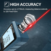 HANMATEK Laser Distance Meter 165ft, DT50 50m Laser Measure with Portable Handle Digital Measure Tool Range Finder 4-Line Backlit Large LCD Display IP54 Shockproof