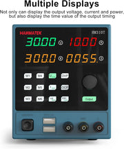 Programmable DC Power Supply (0-30 V 0-10 A) HM310T High Precision 4-Digit Voltage Current Power Time Display Variable Switching Digital Power Supply with PC Software and USB Interface