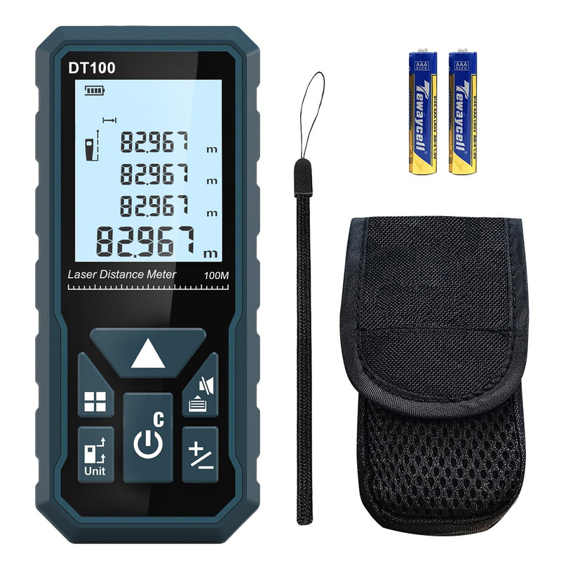 HANMATEK Laser Distance Meter 165ft, DT50 50m Laser Measure with Portable Handle Digital Measure Tool Range Finder 4-Line Backlit Large LCD Display IP54 Shockproof