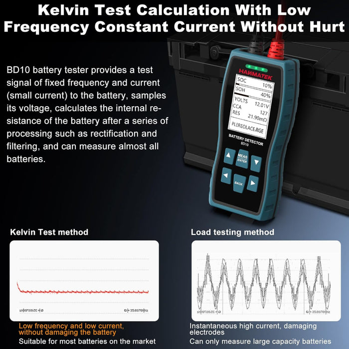 HANMATEK BD10 24V 12V Car Battery Tester 100-2000 CCA Automotive Load Tester Digital Auto Battery Alternator Analyzer Charging Cranking System Tester for Car Truck SUV Boat Motorcycles Vehicle
