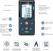 165ft/50m Laser Measure Ft/in/M Switching LM50 Laser Measurement Tool Devices with 2 Bubble Levels Distance Meter,Large Backlit LCD