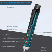 Non-Contact Voltage Tester with 9 Gear Adjustable Sensitivity Voltage Detector AC Circuit Tester Tool LCD Display LED Flashlight Buzzer Alarm Range12V-1000V & Live/Null Wire Judgment AC1