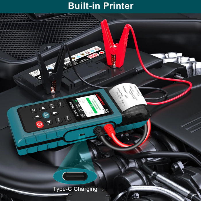 HANMATEK BD60 24V 12V Car Battery Tester,with Built-in Printer,100-2000 CCA Automotive Load Tester, Digital Auto Battery Alternator Analyzer Charging Cranking System Tester