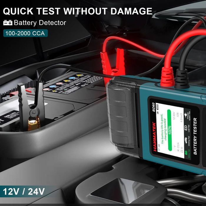 HANMATEK BD60 24V 12V Car Battery Tester,with Built-in Printer,100-2000 CCA Automotive Load Tester, Digital Auto Battery Alternator Analyzer Charging Cranking System Tester