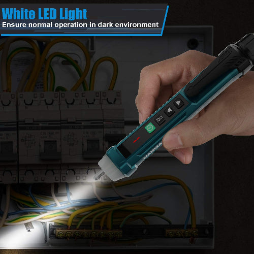Non-Contact Voltage Tester with 9 Gear Adjustable Sensitivity Voltage Detector AC Circuit Tester Tool LCD Display LED Flashlight Buzzer Alarm Range12V-1000V & Live/Null Wire Judgment AC1
