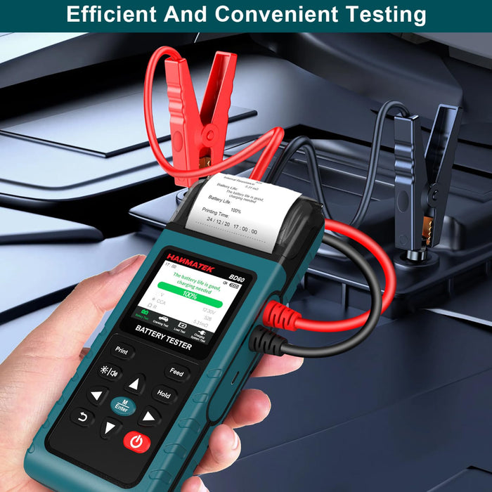 HANMATEK BD60 24V 12V Car Battery Tester,with Built-in Printer,100-2000 CCA Automotive Load Tester, Digital Auto Battery Alternator Analyzer Charging Cranking System Tester