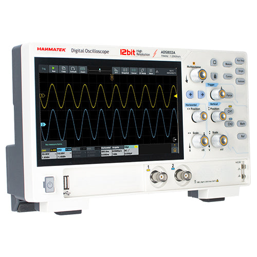 HANMATEK ADS802A 70MHz 2CH 12-Bit High-Resolution Digital Oscilloscope