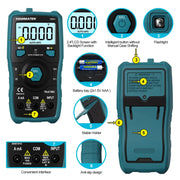 HANMATEK Digital Multimeter Auto-Ranging Voltmeter 6000 Counts TRMS Smart Electrical Tester with Non-Contact Voltage Function NCV Measures AC/DC Voltage&Current Resistance Continuity