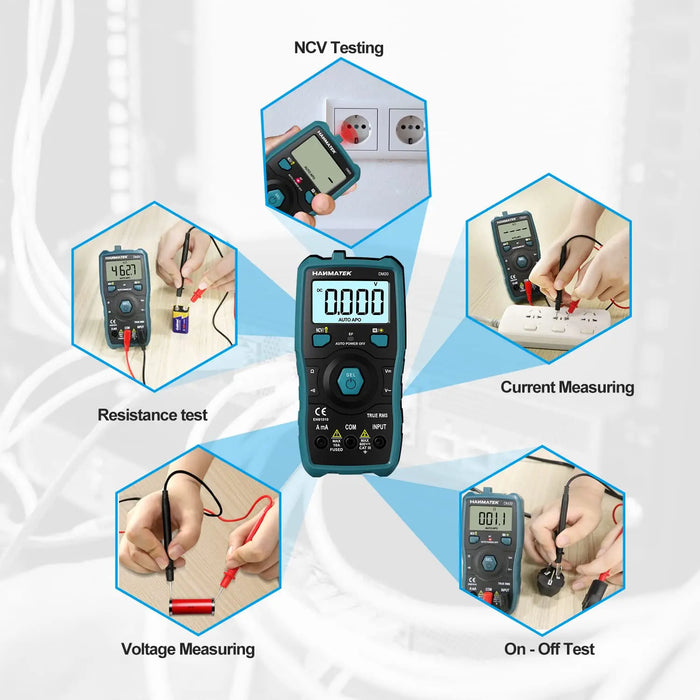HANMATEK Digital Multimeter Auto-Ranging Voltmeter 6000 Counts TRMS Smart Electrical Tester with Non-Contact Voltage Function NCV Measures AC/DC Voltage&Current Resistance Continuity