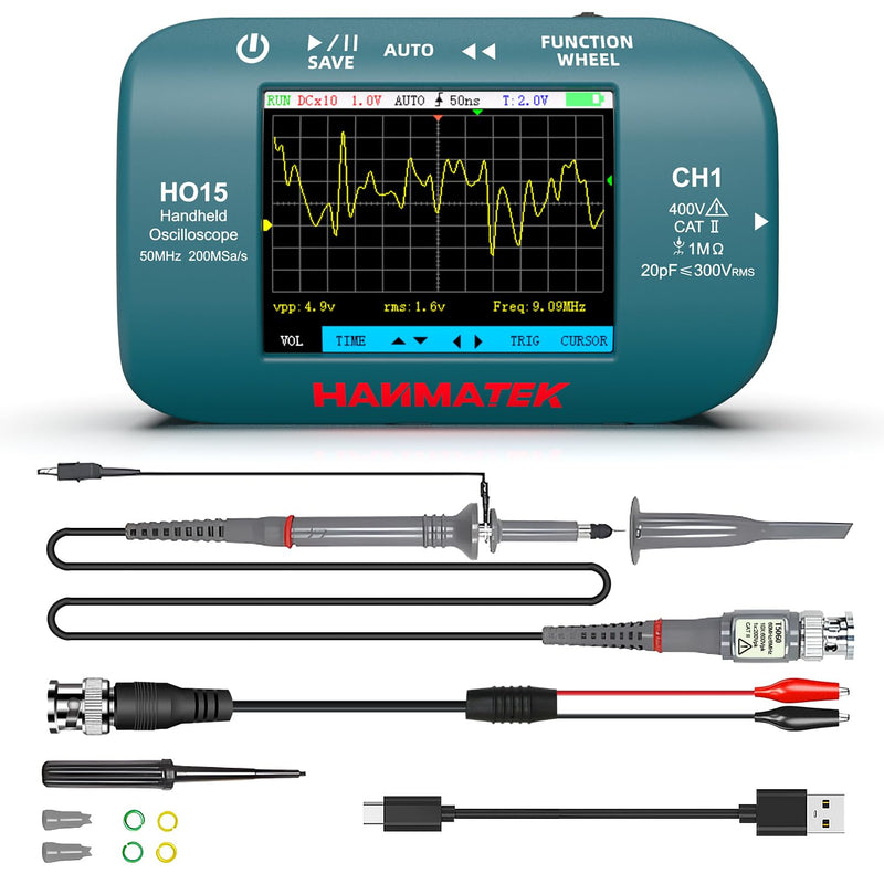 Hanmatek HO15 Handheld Digital Oscilloscope with probes