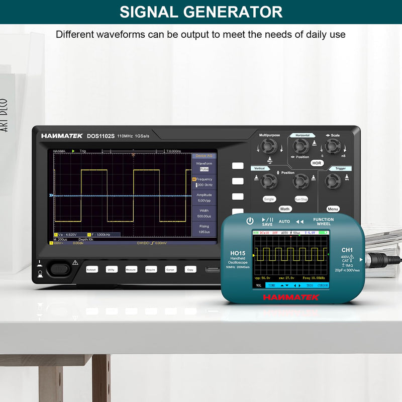 Hanmatek HO15 Handheld Digital Oscilloscope and Benchtop Oscilloscope