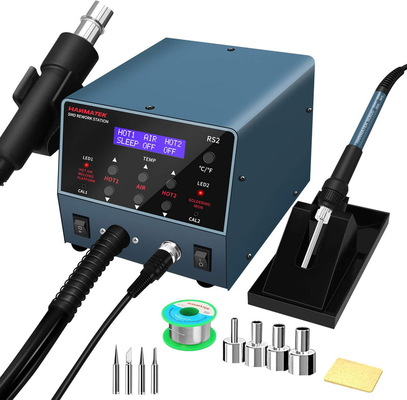 Soldering station with various attachments on a white background