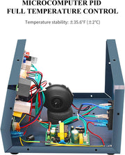Microcomputer PID temperature control system with visible wiring and components on a white background.