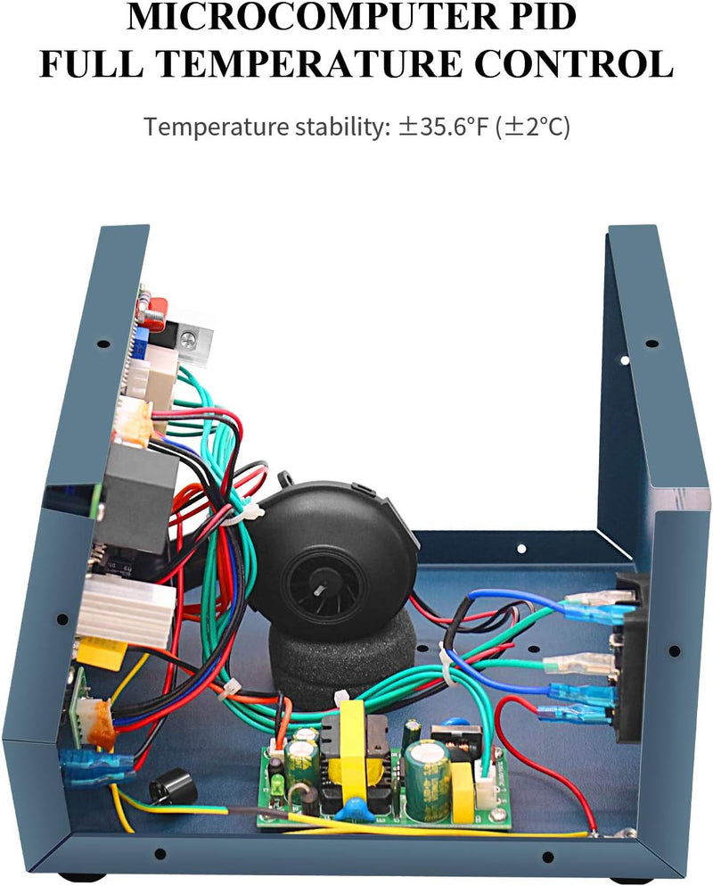 Microcomputer PID temperature control system with visible wiring and components on a white background.