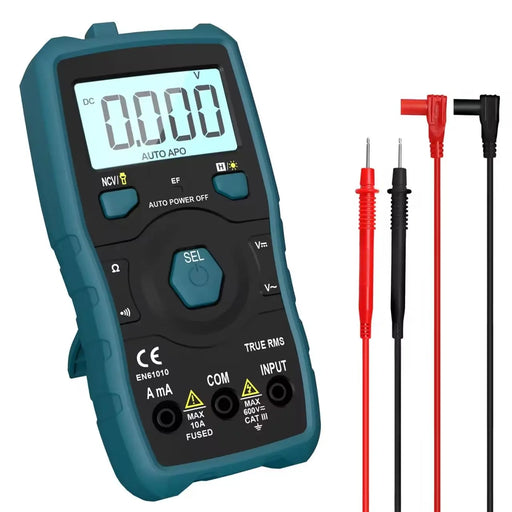 HANMATEK digital multimeter TRMS auto ranging with large display and test leads included