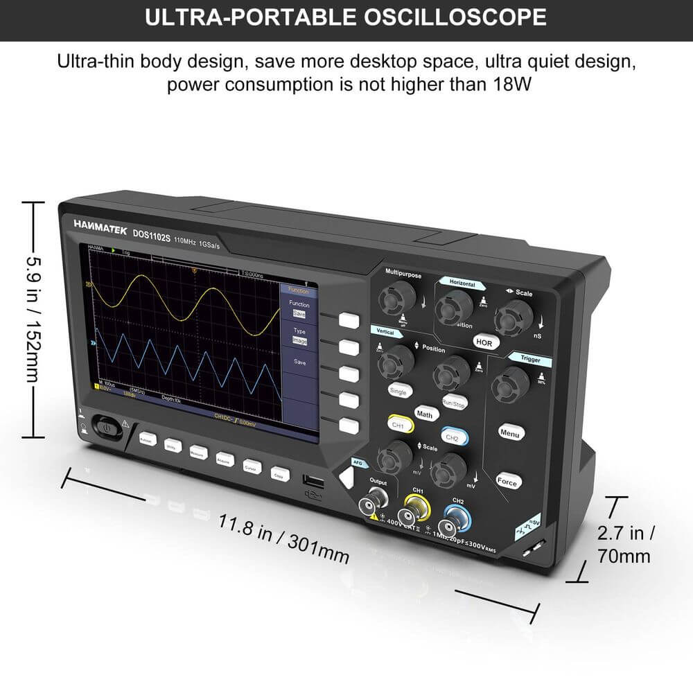 HANMATEK® DOS1102S 110 MHz Benchtop Oscilloscope Precision — Hanmatek