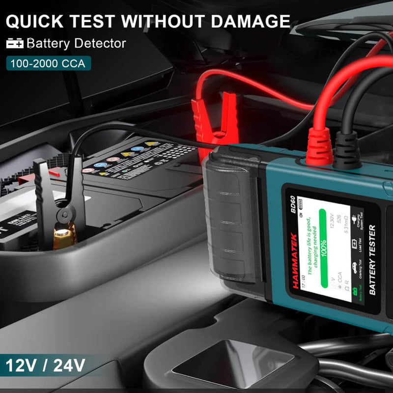 HANMATEK car battery tester with printer for quick and accurate battery diagnostics in 12V and 24V systems